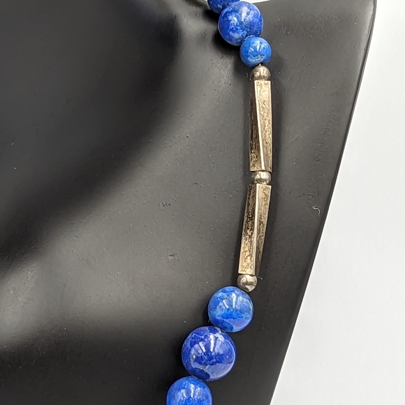 Vintage Lapis Lazuli Sterling Silver Necklace - Picture 6 of 11